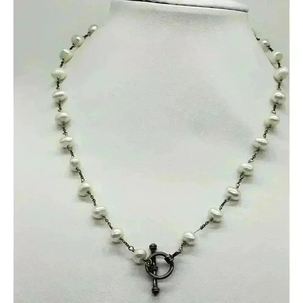 Vintage Necklace Genuine Pearl Natural White Baroque Bride Wedding Freshwater
